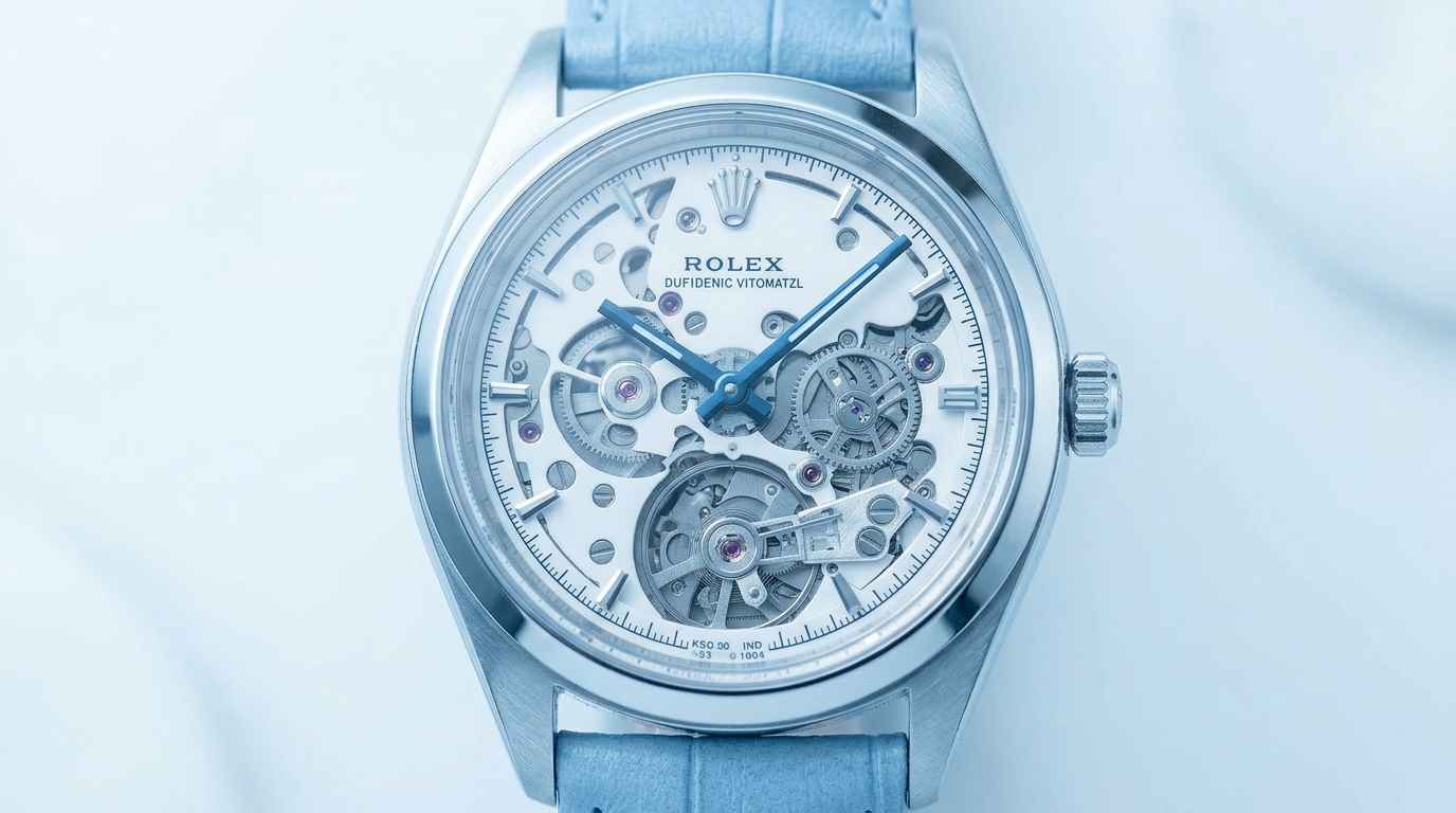 Luxury mechanical watch with exposed movement